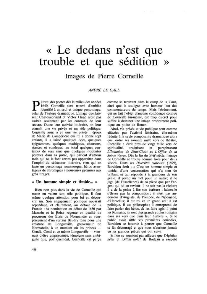 « Le dedans n’est que trouble et que sédition ». Images de Pierre Corneille
 – page 1