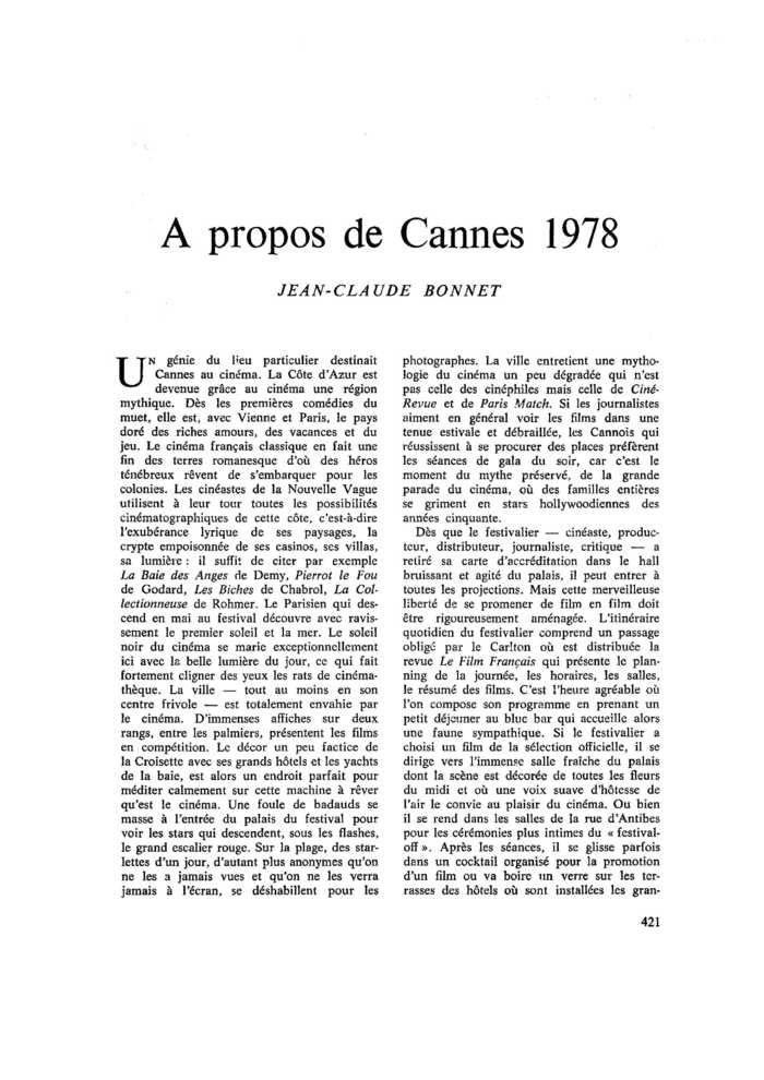 À propos de Cannes 1978
 – page 1