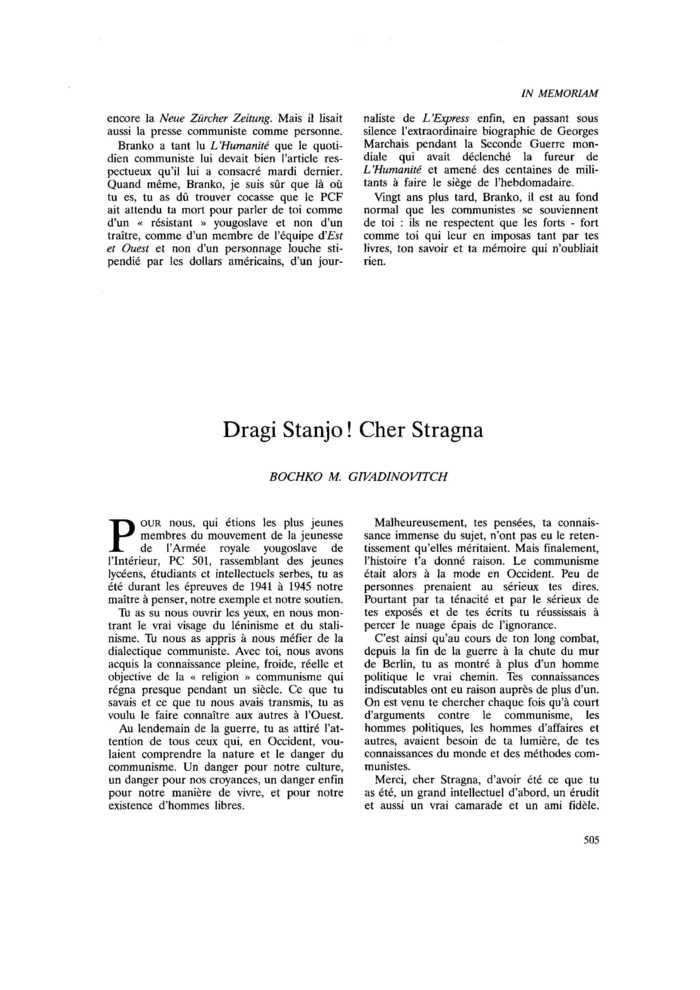 Dragi Stanjo ! Cher Stragna
 – page 1