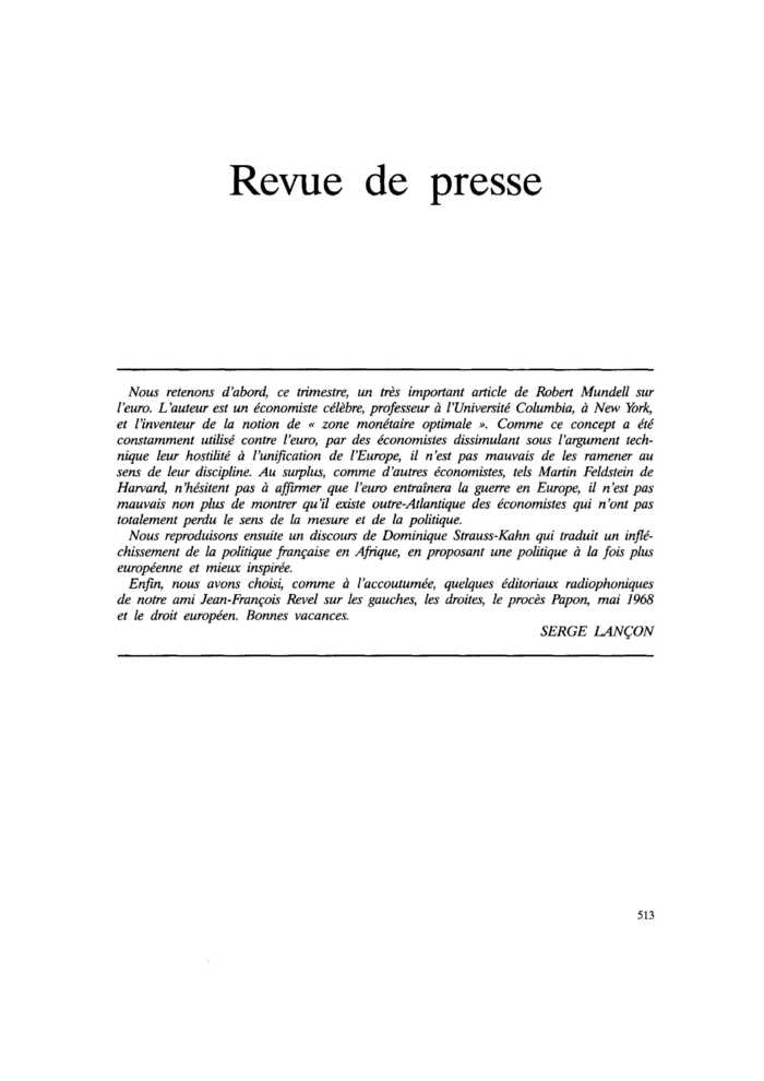 Revue de presse
 – page 1