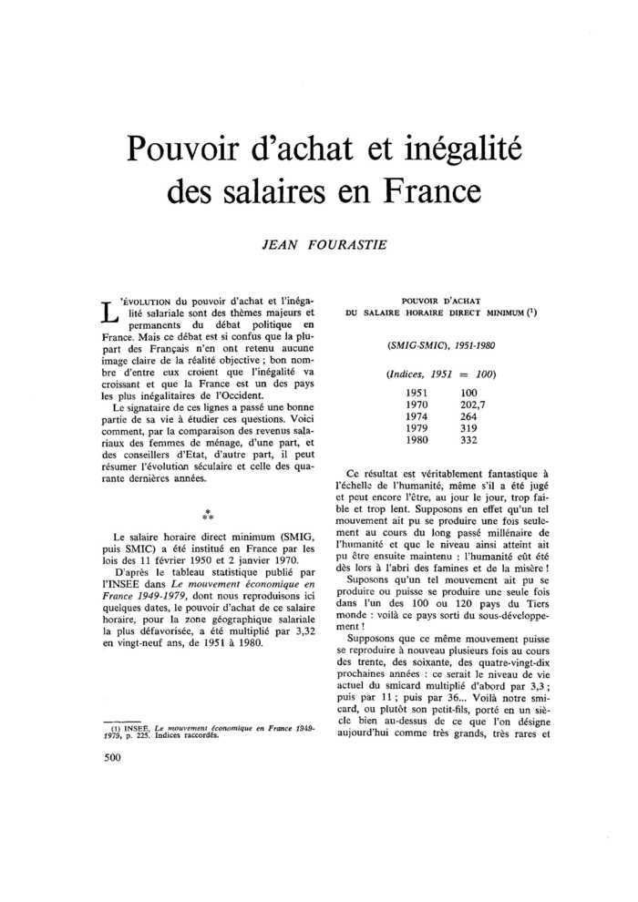 Pouvoir d’achat et inégalité des salaires en France
 – page 1