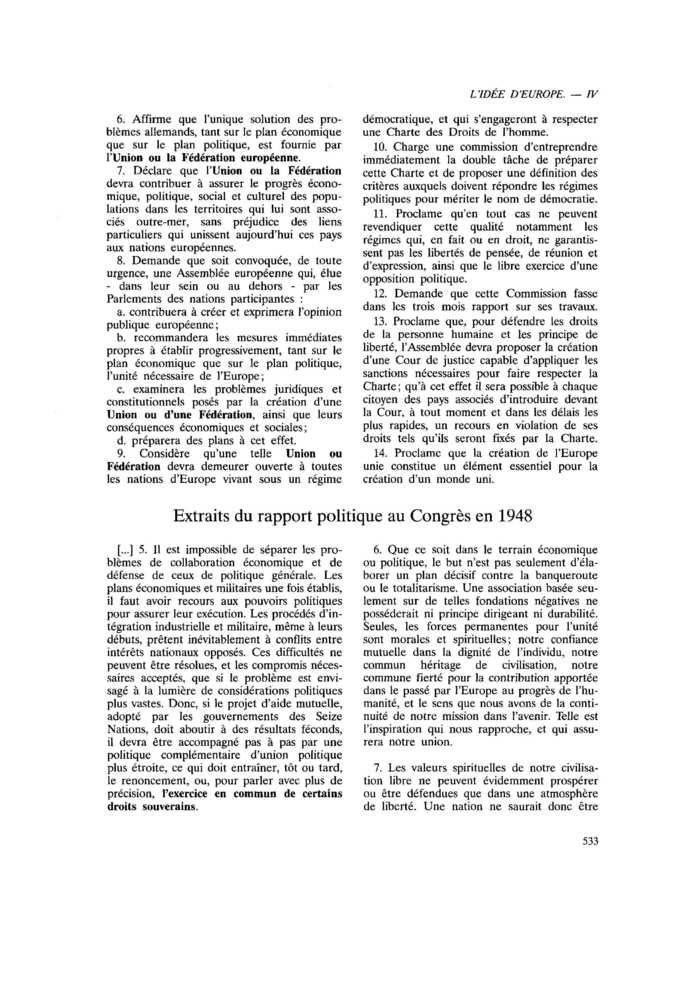 Extraits du rapport politique au Congrès en 1948
 – page 1