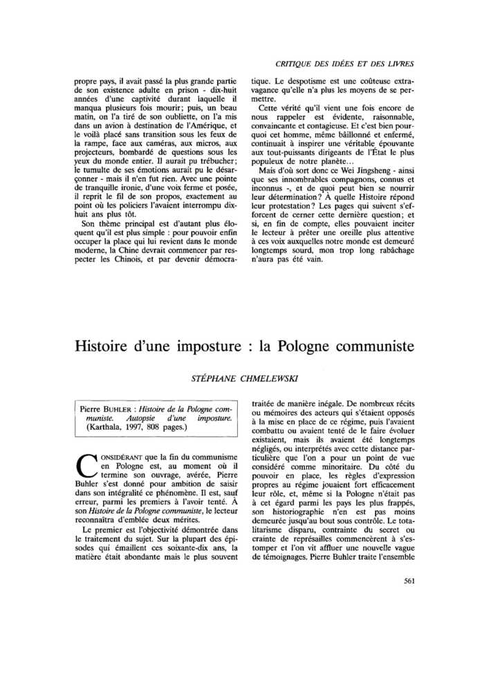 Histoire d’une imposture : la Pologne communiste
 – page 1