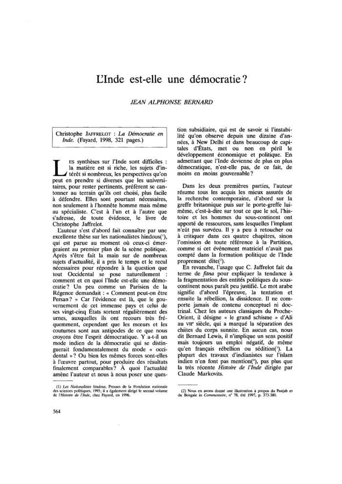 L’Inde est-elle une démocratie ?
 – page 1