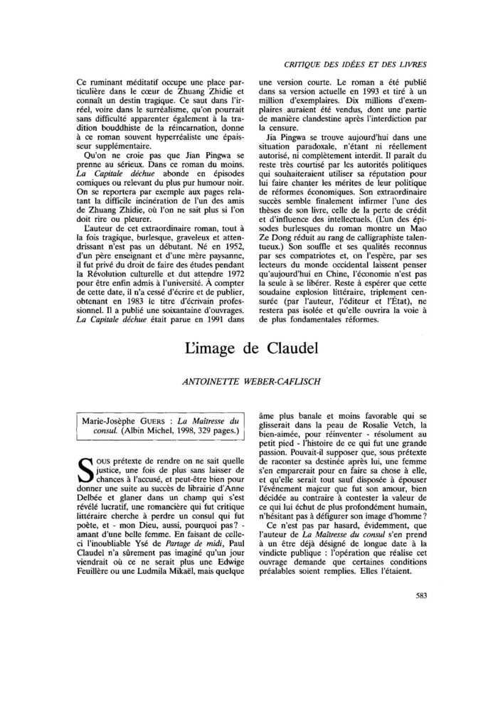 L’image de Claudel
 – page 1