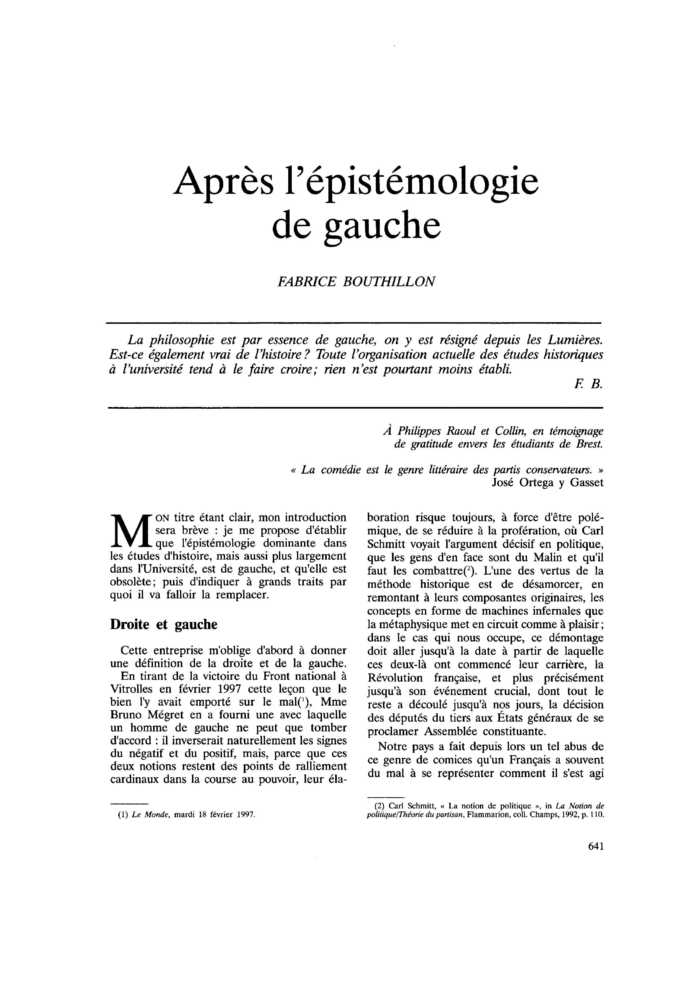 Après l’épistémologie de gauche
 – page 1