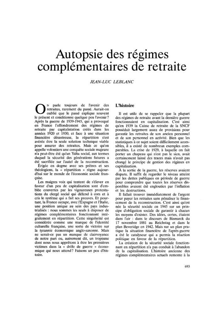 Autopsie des régimes complémentaires de retraite
 – page 1