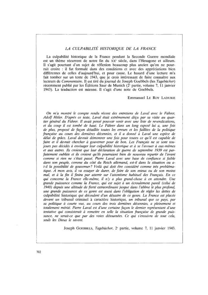 LA CULPABILITÉ HISTORIQUE DE LA FRANCE
 – page 1
