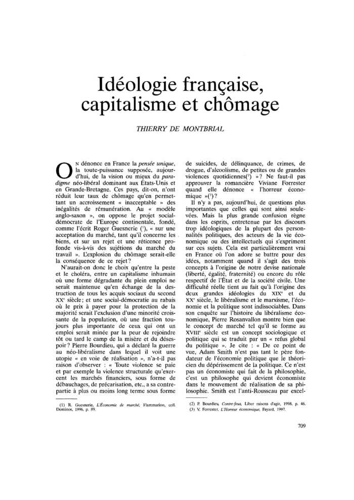 Idéologie française, capitalisme et chômage
 – page 1