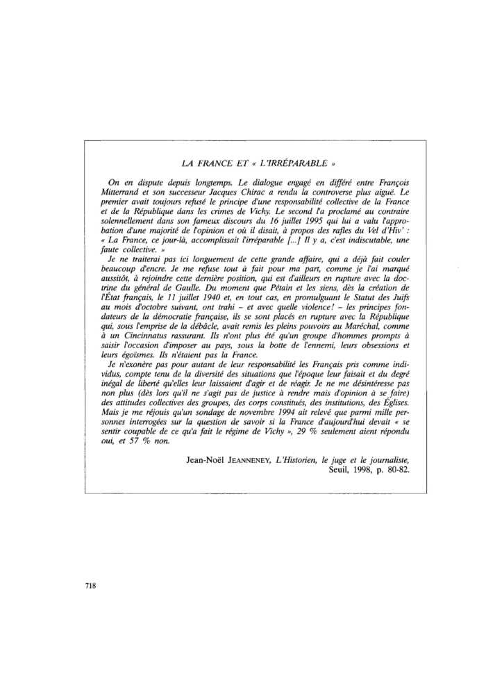 LA FRANCE ET « L’IRRÉPARABLE »
 – page 1