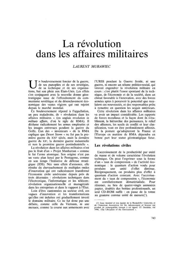 La révolution dans les affaires militaires
 – page 1