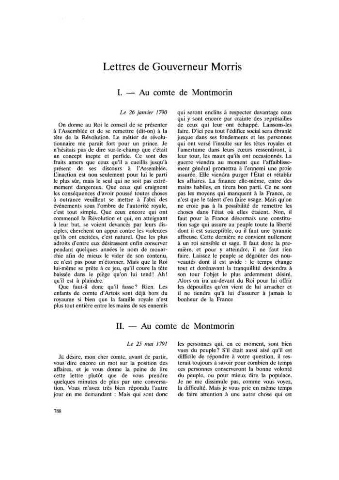 Lettres de Gouverneur Morris
 – page 1