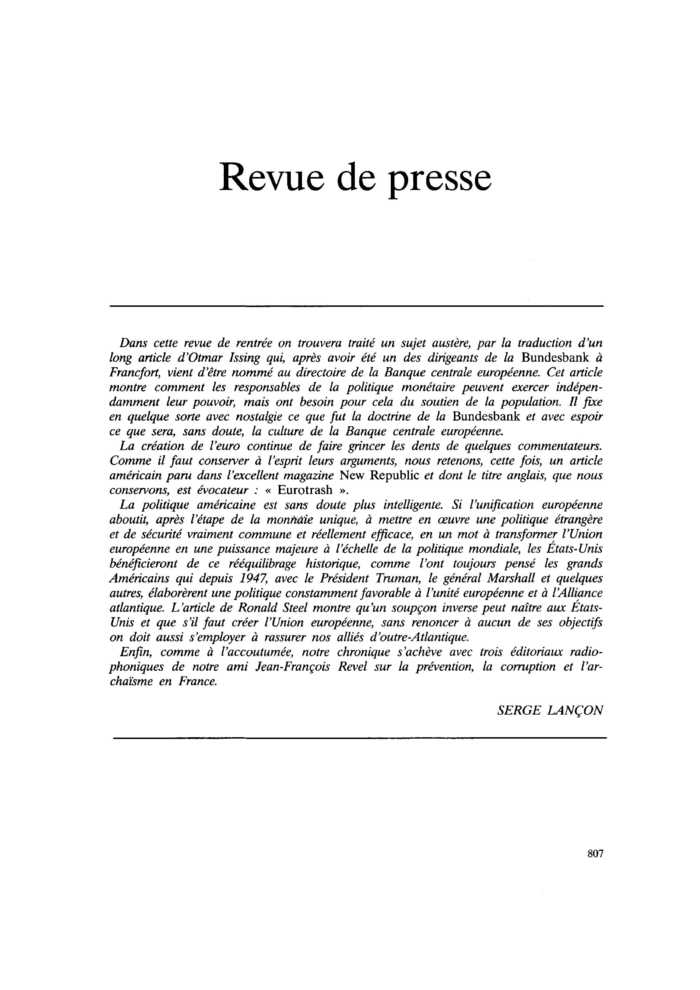 Revue de presse
 – page 1