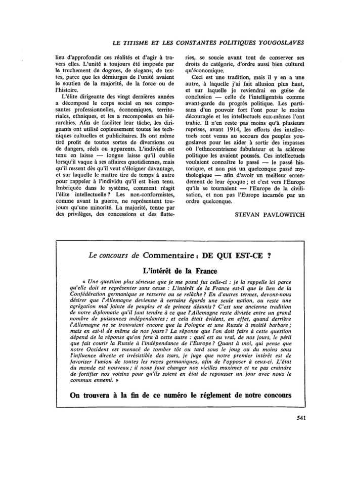 L’INTÉRÊT DE LA FRANCE
 – page 1