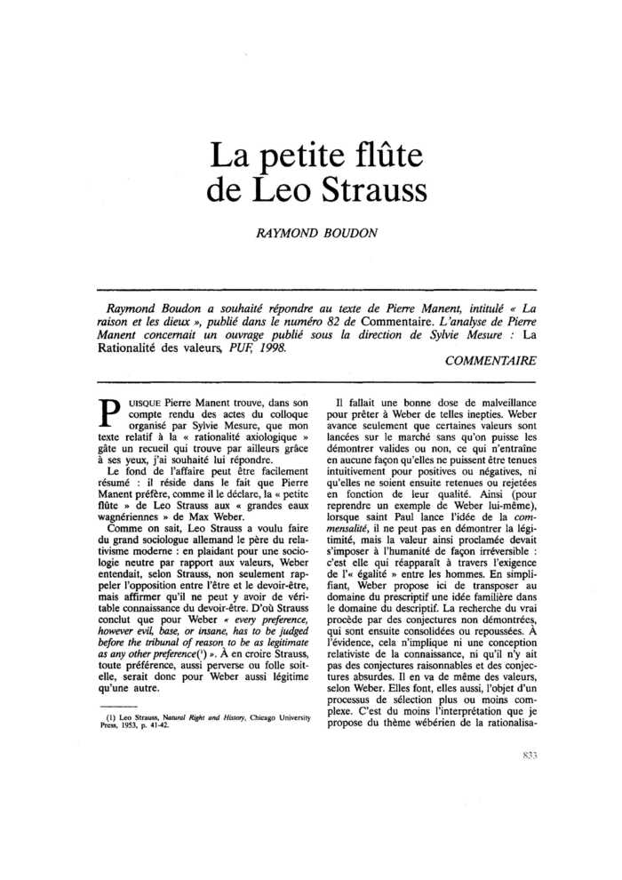 La petite flûte de Léo Strauss
 – page 1