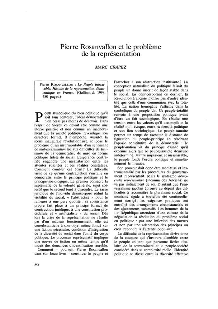 Pierre Rosanvallon et le problème de la représentation
 – page 1