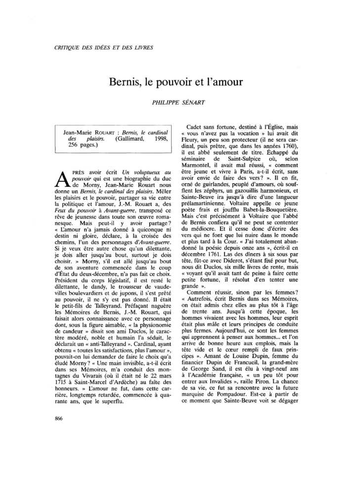 Bernis, le pouvoir et l’amour
 – page 1