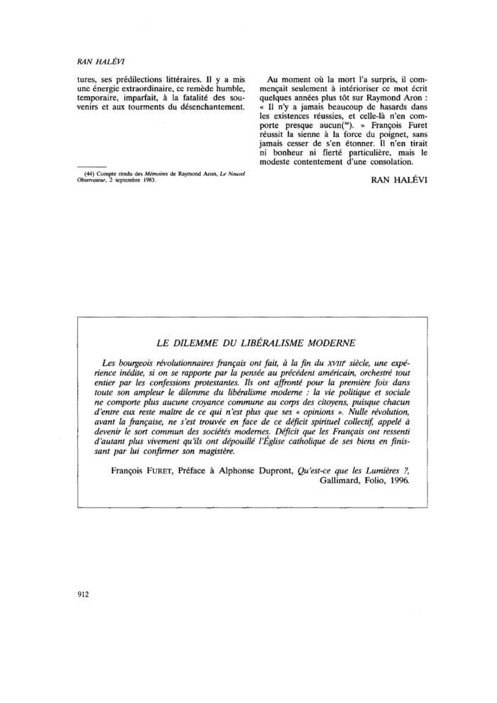 LE DILEMME DU LIBÉRALISME MODERNE
 – page 1