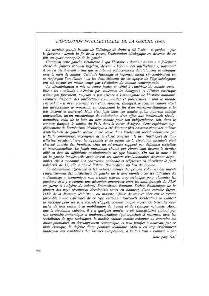 L’ÉVOLUTION INTELLECTUELLE DE LA GAUCHE (1967)
 – page 1