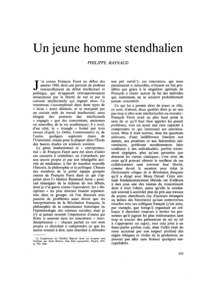 Un jeune homme stendhalien
 – page 1