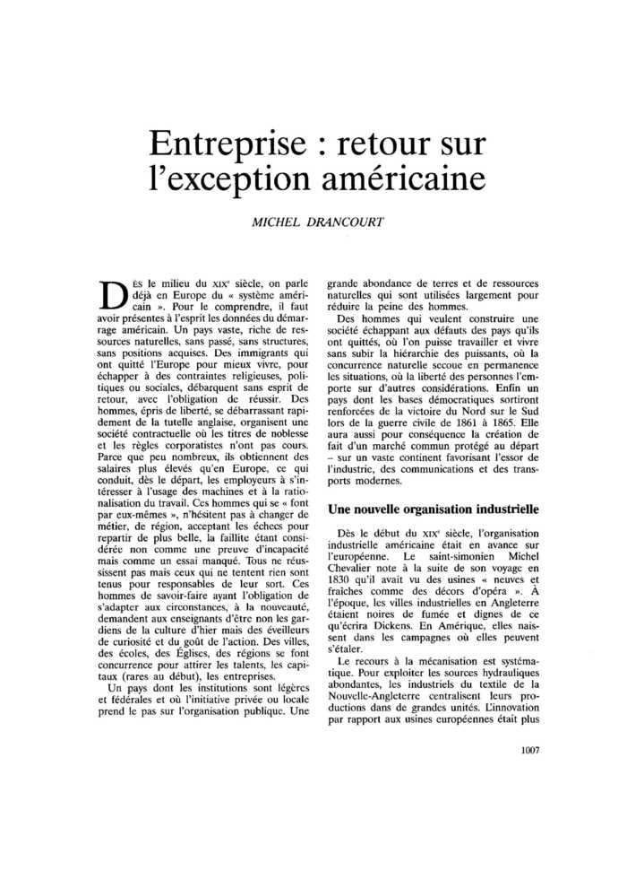 Entreprise : retour sur l’exception américaine
 – page 1