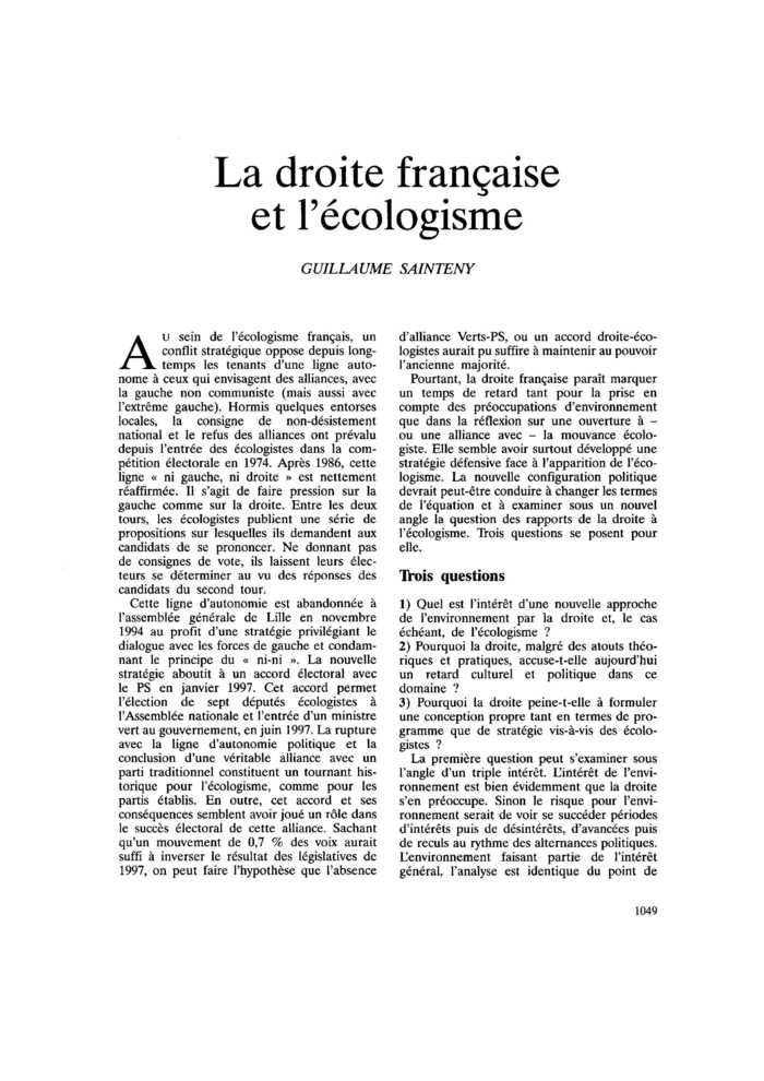 La droite française et l’écologisme
 – page 1
