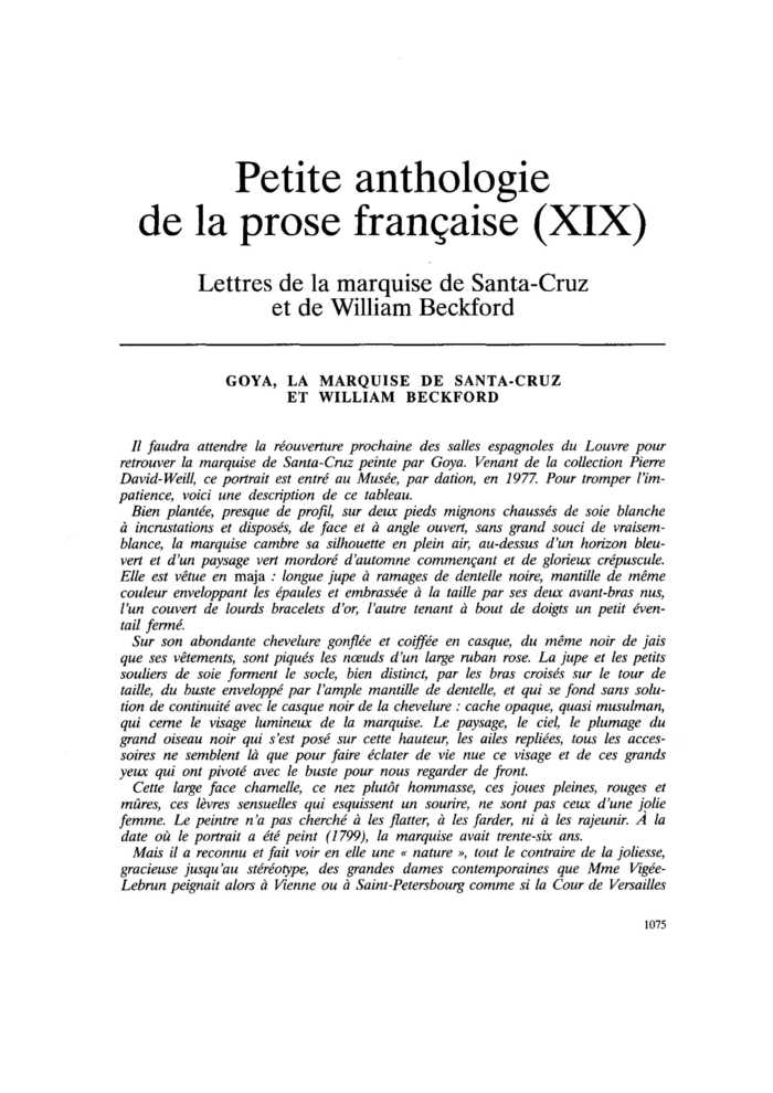 GOYA, LA MARQUISE DE SANTA-CRUZ ET WILLIAM BECKFORD. La marquise de Santa-Cruz à William Beckford
 – page 1