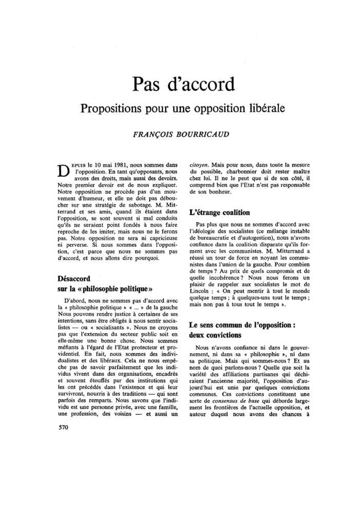 Pas d’accord. Propositions pour une opposition libérale
 – page 1