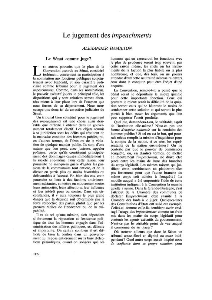 Le jugement des impeachments
 – page 1