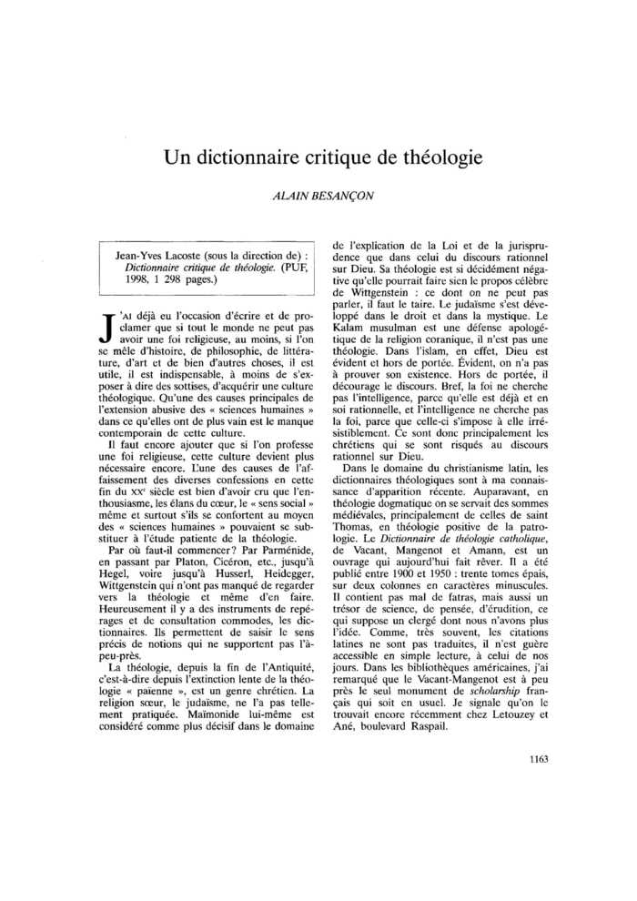 Un dictionnaire critique de théologie
 – page 1