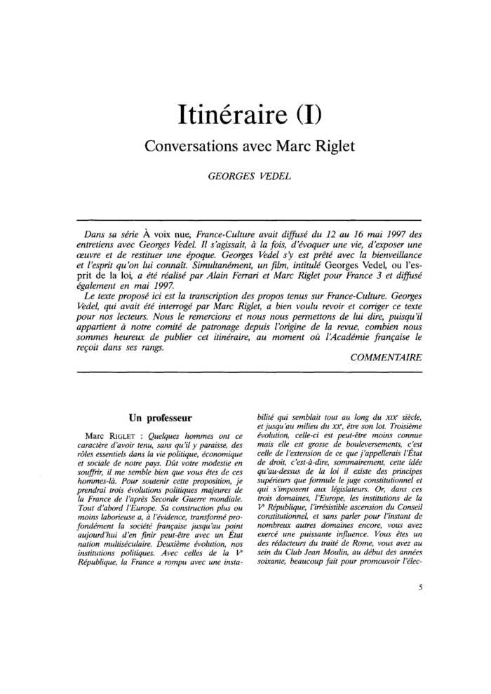 Itinéraire (I). Conversations avec Marc Riglet
 – page 1