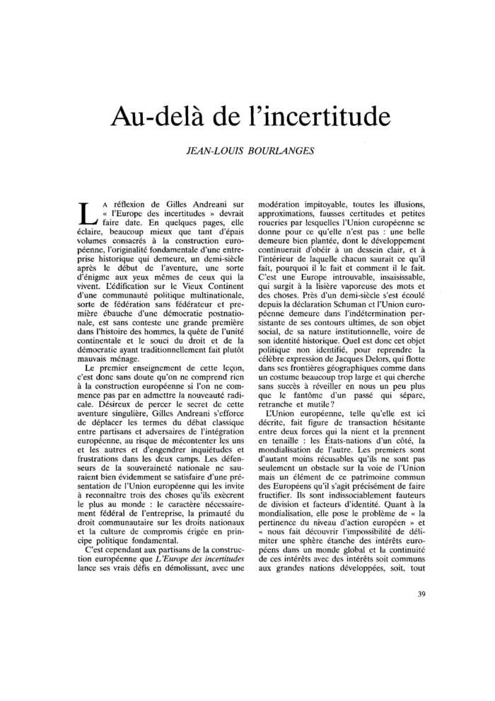 Au-delà de l’incertitude
 – page 1