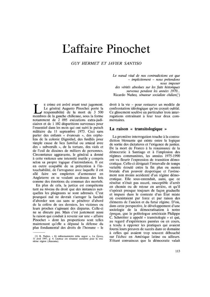 L’affaire Pinochet
 – page 1