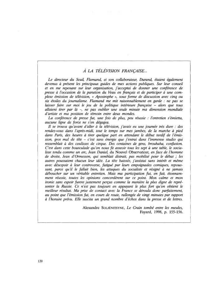À LA TÉLÉVISION FRANÇAISE
 – page 1