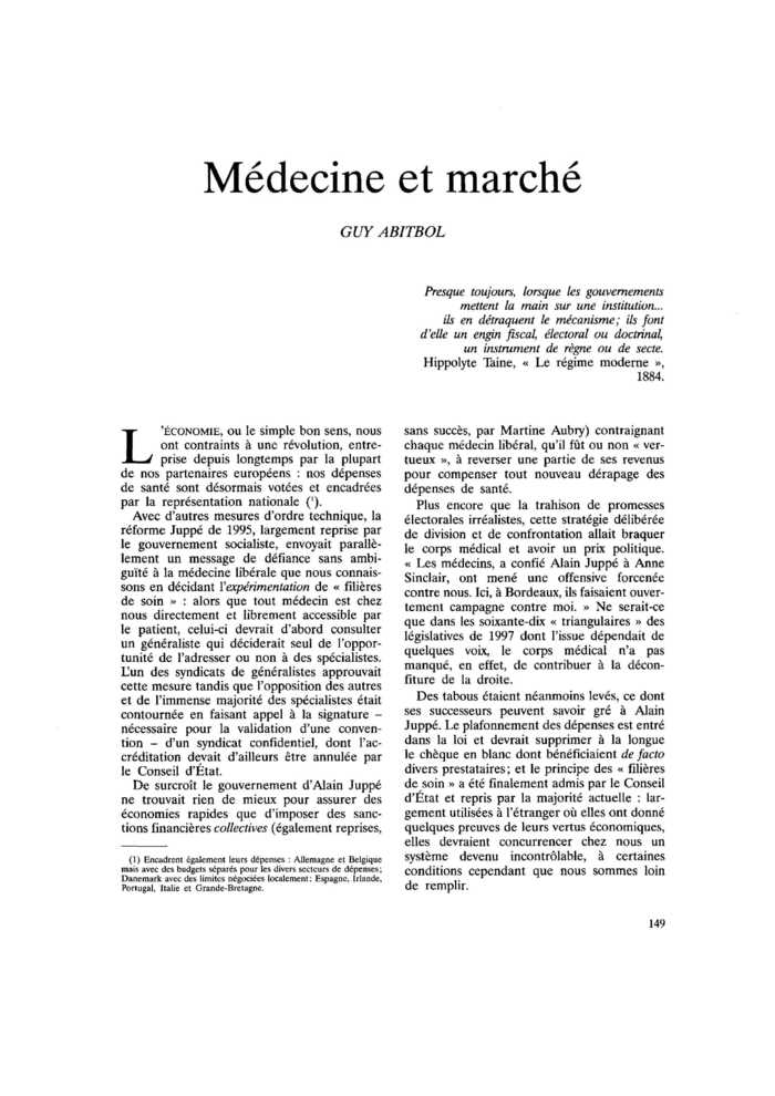 Médecine et marché
 – page 1
