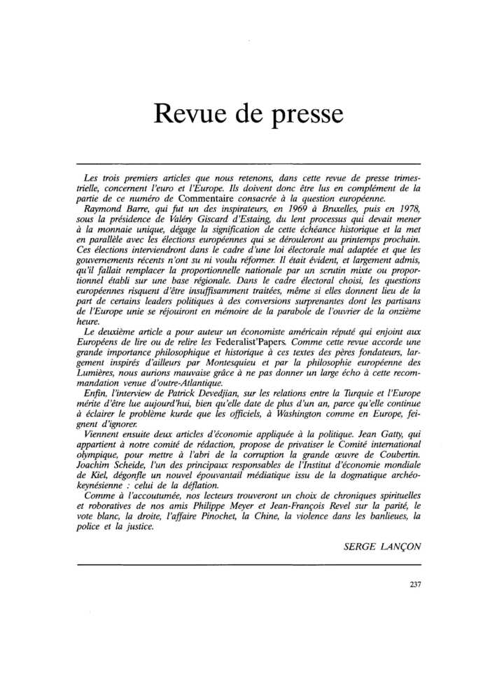 Revue de presse
 – page 1