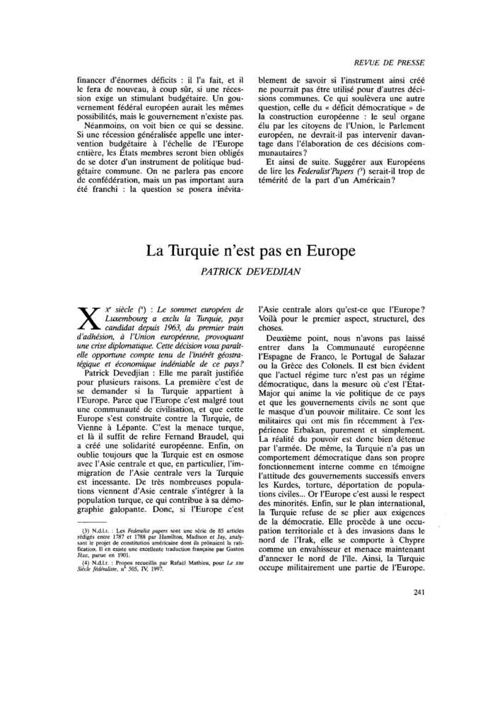 La Turquie n’est pas en Europe
 – page 1