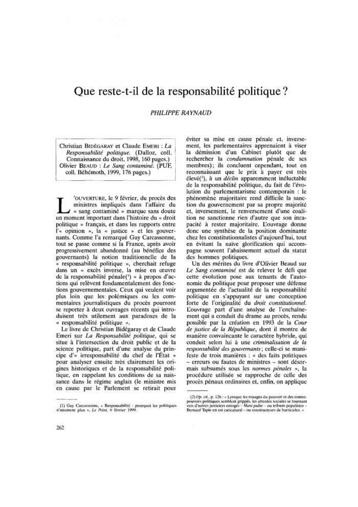 Que reste-t-il de la responsabilité politique ?
 – page 1