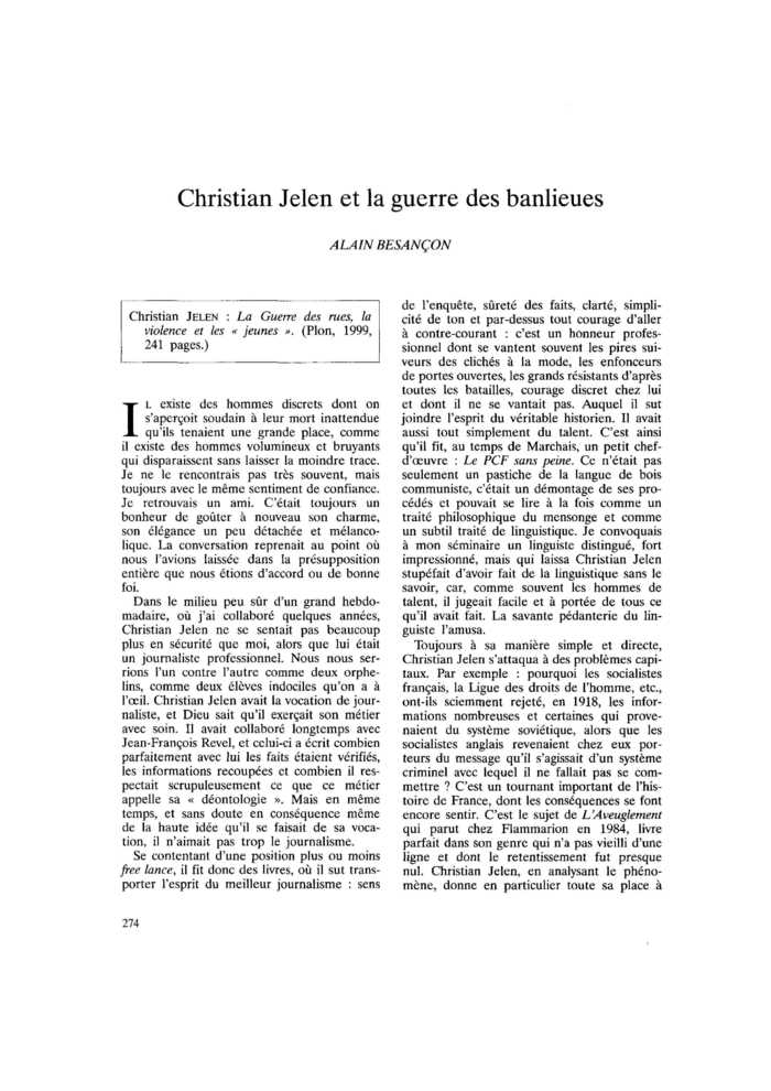 Christian Jelen et la guerre des banlieues
 – page 1