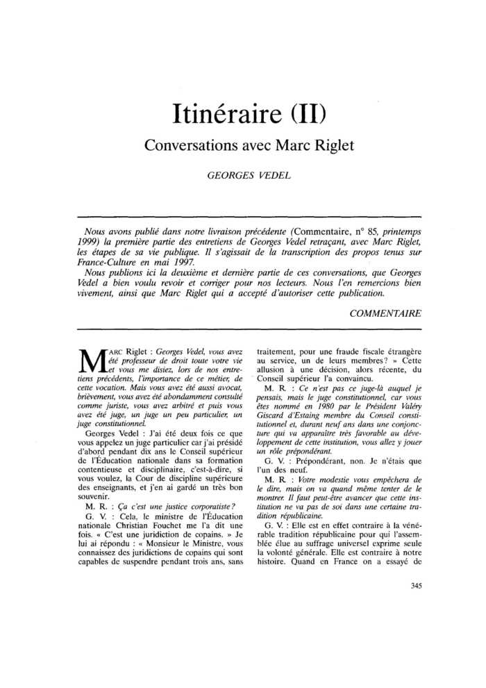 Itinéraire (II). Conversations avec Marc Riglet
 – page 1