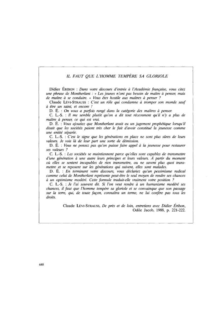 IL FAUT QUE L’HOMME TEMPÈRE SA GLORIOLE
 – page 1