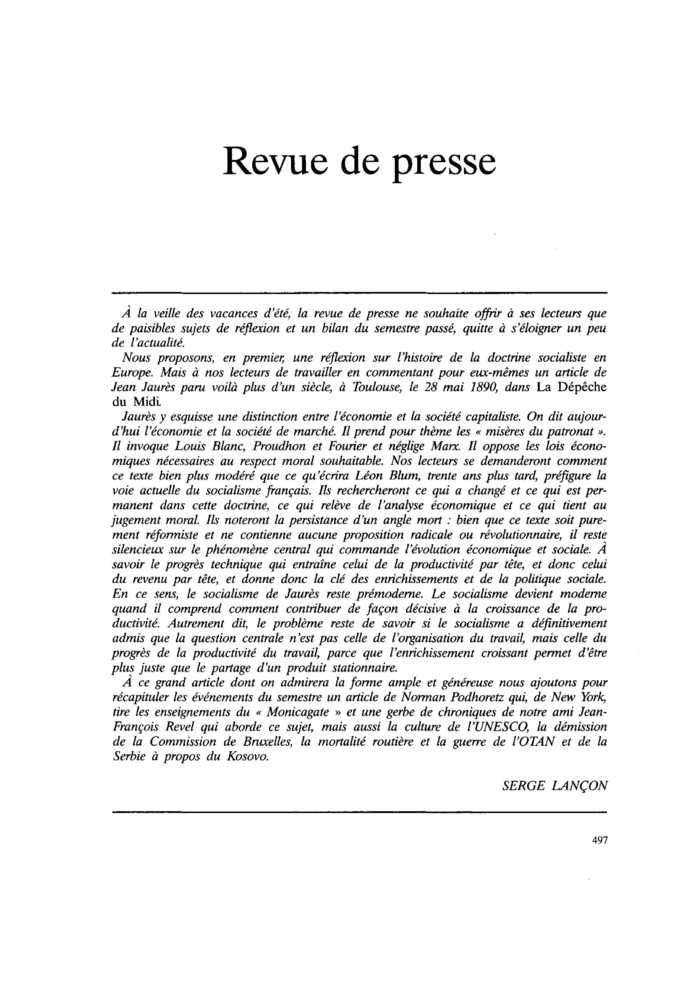 Revue de presse
 – page 1