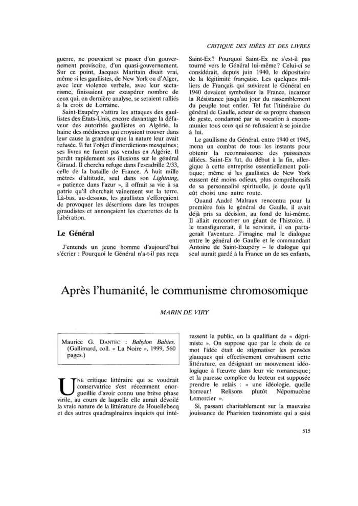 Après l’humanité, le communisme chromosomique
 – page 1
