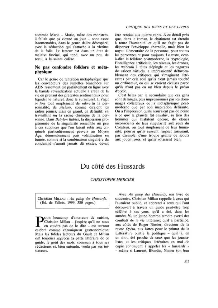 Du côté des Hussards
 – page 1