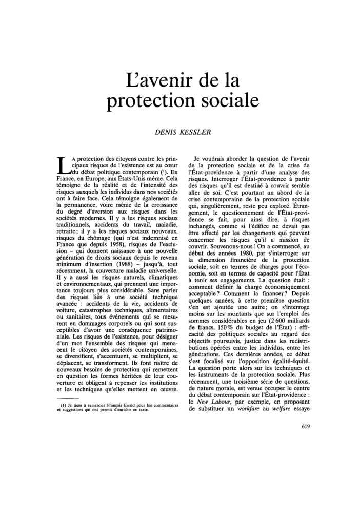 L’avenir de la protection sociale
 – page 1