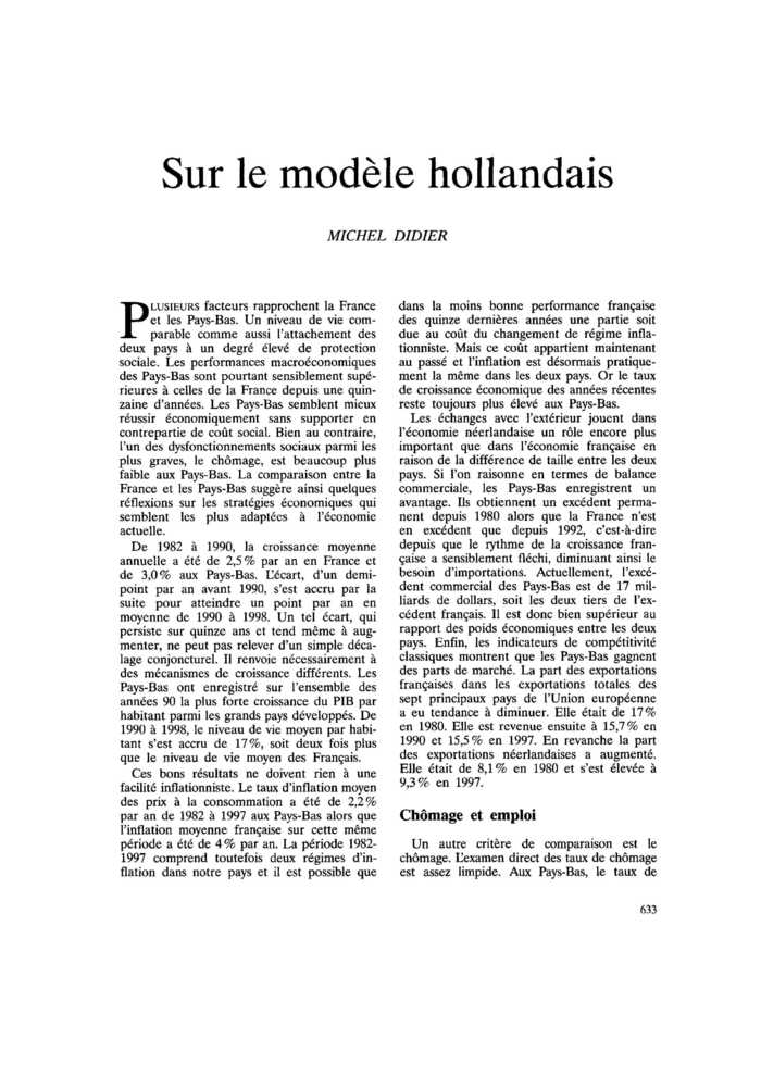 Sur le modèle hollandais
 – page 1