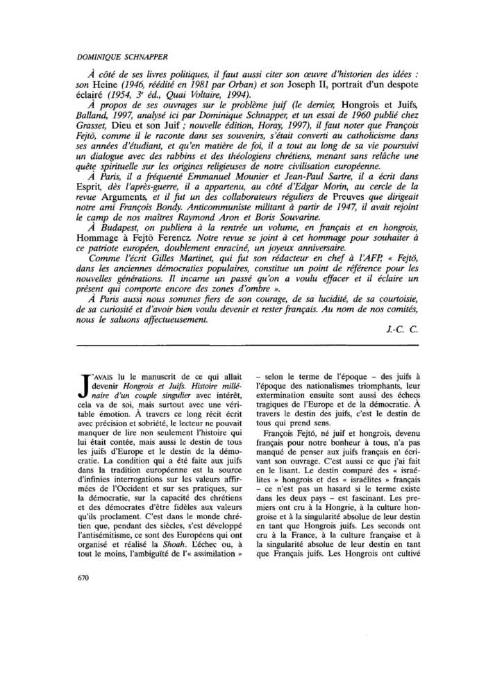 Juifs hongrois et juifs français. Les destins de l’« assimilation »
 – page 1