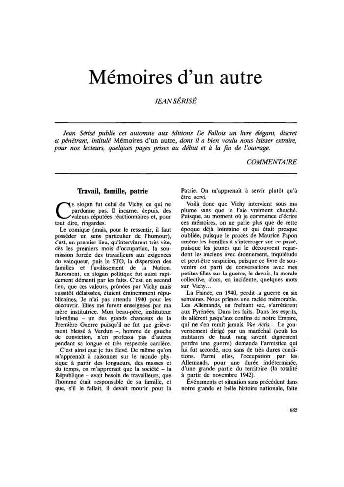 Mémoires d’un autre
 – page 1