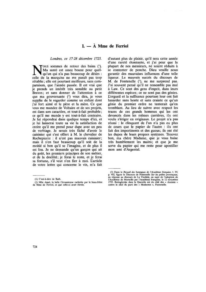 I. À Mme de Ferriol
 – page 1