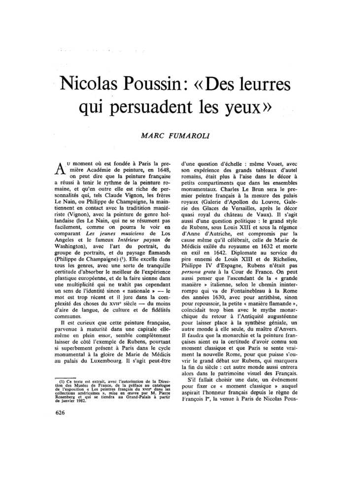 Nicolas Poussin : « Des leurres qui persuadent les yeux »
 – page 1